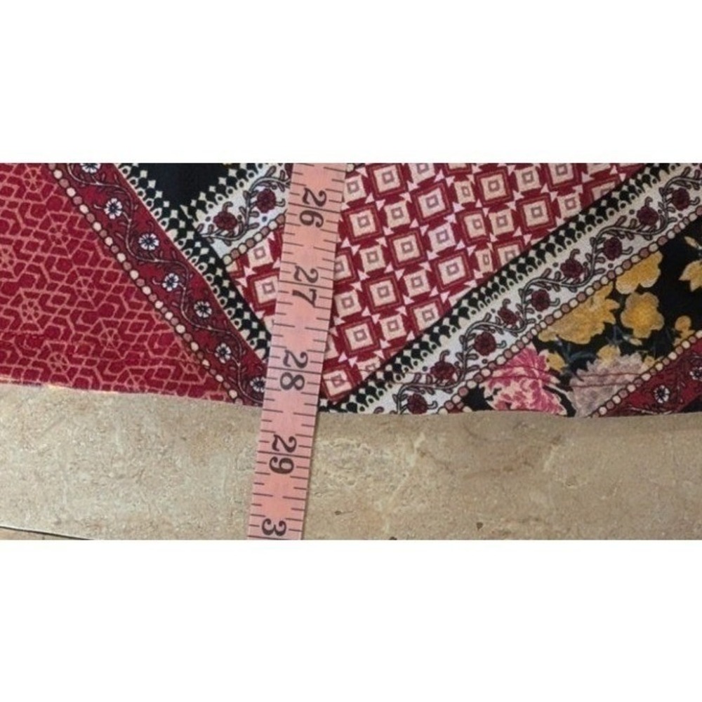 Boho Patchwork Floral Tunic Top Burgundy Mixed Print Flowy Blouse 1X - Picture 10 of 10